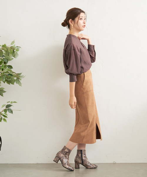 B.C STOCK（ベーセーストック）の「シアシャツ（シャツ/ブラウス・レディース・グリーン/サックスブルー/ブラウン/チャコールグレー・FREE）」の5枚目の写真