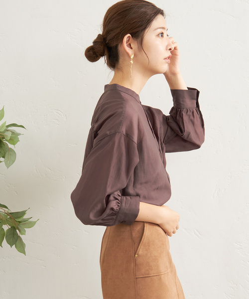 B.C STOCK（ベーセーストック）の「シアシャツ（シャツ/ブラウス・レディース・グリーン/サックスブルー/ブラウン/チャコールグレー・FREE）」の9枚目の写真