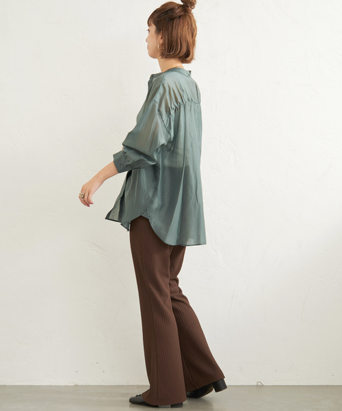 B.C STOCK（ベーセーストック）の「シアシャツ（シャツ/ブラウス・レディース・グリーン/サックスブルー/ブラウン/チャコールグレー・FREE）」の20枚目の写真