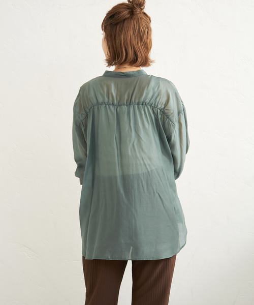 B.C STOCK（ベーセーストック）の「シアシャツ（シャツ/ブラウス・レディース・グリーン/サックスブルー/ブラウン/チャコールグレー・FREE）」の13枚目の写真