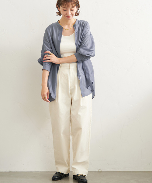 B.C STOCK（ベーセーストック）の「シアシャツ（シャツ/ブラウス・レディース・グリーン/サックスブルー/ブラウン/チャコールグレー・FREE）」の10枚目の写真