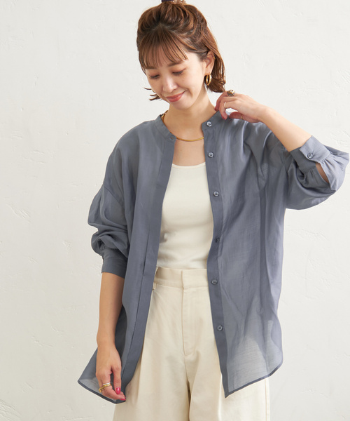 B.C STOCK（ベーセーストック）の「シアシャツ（シャツ/ブラウス・レディース・グリーン/サックスブルー/ブラウン/チャコールグレー・FREE）」の17枚目の写真