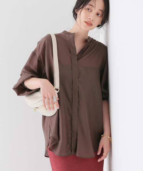 B.C STOCK（ベーセーストック）の「シアシャツ（シャツ/ブラウス・レディース・グリーン/サックスブルー/ブラウン/チャコールグレー・FREE）」の14枚目の写真