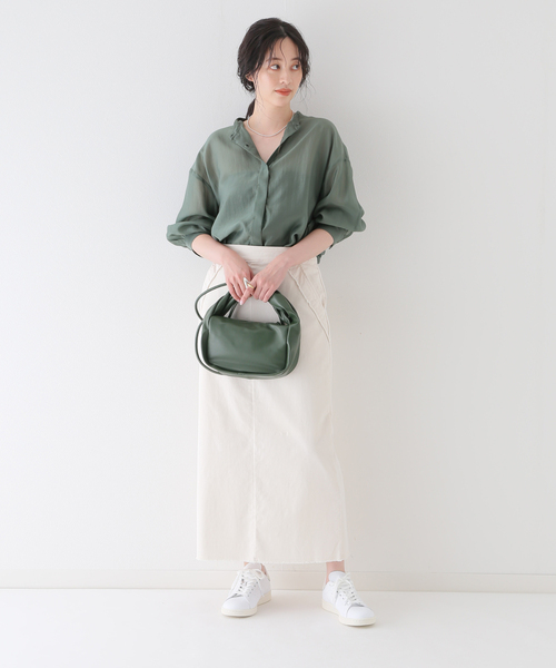 B.C STOCK（ベーセーストック）の「シアシャツ（シャツ/ブラウス・レディース・グリーン/サックスブルー/ブラウン/チャコールグレー・FREE）」の18枚目の写真