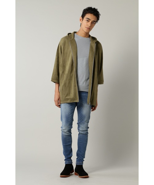 BLUE TORNADO(ブルートルネード)の「BLUE TORNADO∴スウェード裏毛ドルマンスリーブZipパーカ(パーカー・メンズ・ベージュ/カーキ・F)」の3枚目の写真