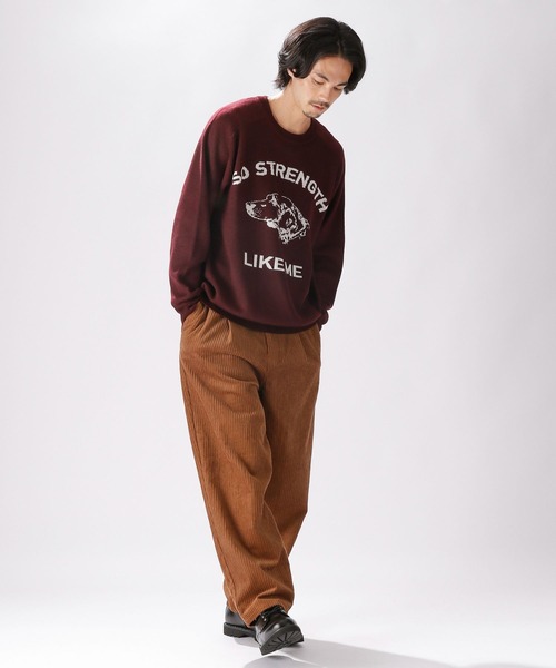 niko and...（ニコアンド）の「DOGFACEジャカ－ドプルオーバー（ニット/セーター・メンズ・ブラック/アイボリー/バイオレット・MEDIUM/LARGE）」の8枚目の写真