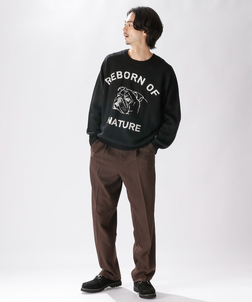 niko and...（ニコアンド）の「DOGFACEジャカ－ドプルオーバー（ニット/セーター・メンズ・ブラック/アイボリー/バイオレット・MEDIUM/LARGE）」の5枚目の写真