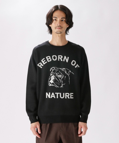 niko and...（ニコアンド）の「DOGFACEジャカ－ドプルオーバー（ニット/セーター・メンズ・ブラック/アイボリー/バイオレット・MEDIUM/LARGE）」の11枚目の写真