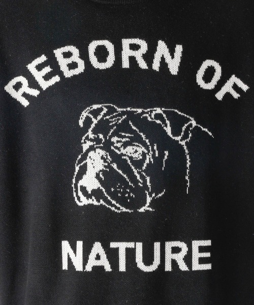 niko and...（ニコアンド）の「DOGFACEジャカ－ドプルオーバー（ニット/セーター・メンズ・ブラック/アイボリー/バイオレット・MEDIUM/LARGE）」の6枚目の写真