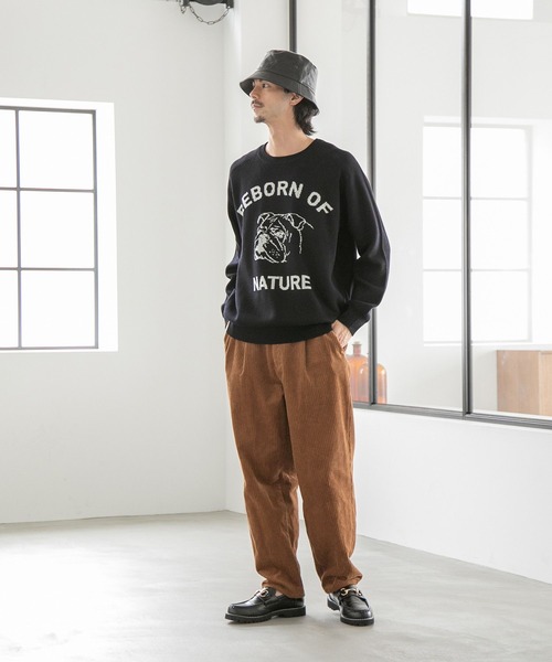 niko and...（ニコアンド）の「DOGFACEジャカ－ドプルオーバー（ニット/セーター・メンズ・ブラック/アイボリー/バイオレット・MEDIUM/LARGE）」の13枚目の写真