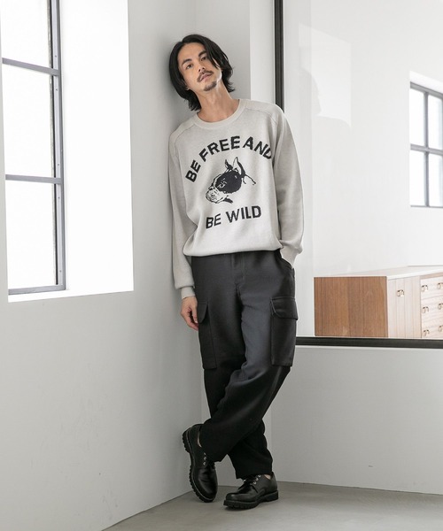 niko and...（ニコアンド）の「DOGFACEジャカ－ドプルオーバー（ニット/セーター・メンズ・ブラック/アイボリー/バイオレット・MEDIUM/LARGE）」の21枚目の写真