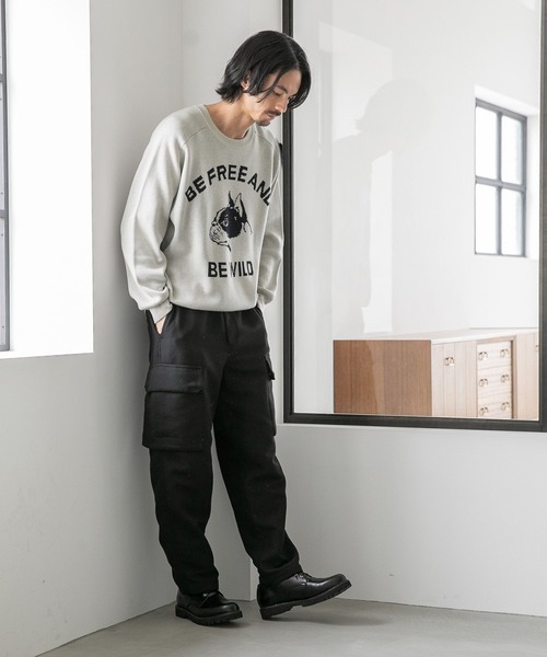 niko and...（ニコアンド）の「DOGFACEジャカ－ドプルオーバー（ニット/セーター・メンズ・ブラック/アイボリー/バイオレット・MEDIUM/LARGE）」の17枚目の写真