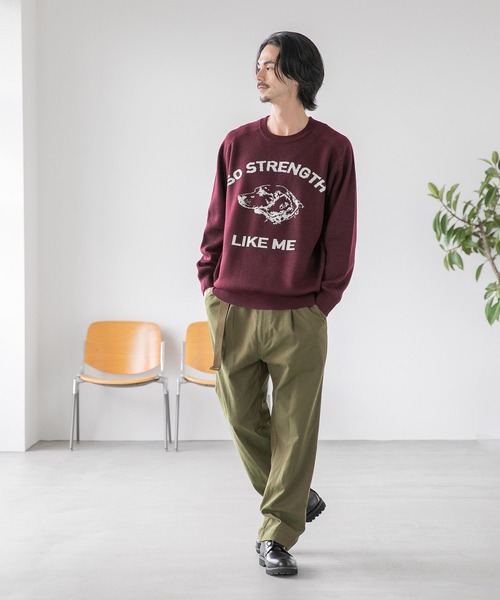 niko and...（ニコアンド）の「DOGFACEジャカ－ドプルオーバー（ニット/セーター・メンズ・ブラック/アイボリー/バイオレット・MEDIUM/LARGE）」の7枚目の写真