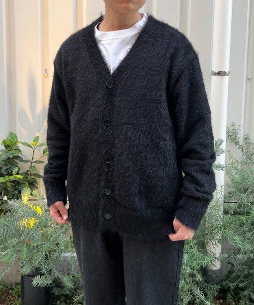 BROKEN BASE（ブロークンベース）の「シャギーニットカーディガン（カーディガン/ボレロ・メンズ・ブラック/グリーン/ブラウン・MEDIUM/LARGE）」の2枚目の写真