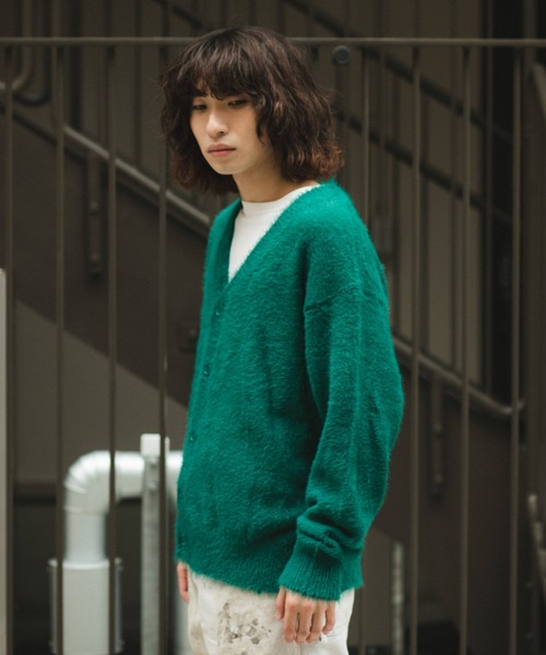 BROKEN BASE（ブロークンベース）の「シャギーニットカーディガン（カーディガン/ボレロ・メンズ・ブラック/グリーン/ブラウン・MEDIUM/LARGE）」の11枚目の写真