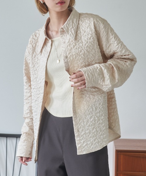 VACANCY（ヴァカンシー）の「ポコポコシャツジャケット（その他アウター・レディース・ブラック/アイボリー・FREE）」の4枚目の写真