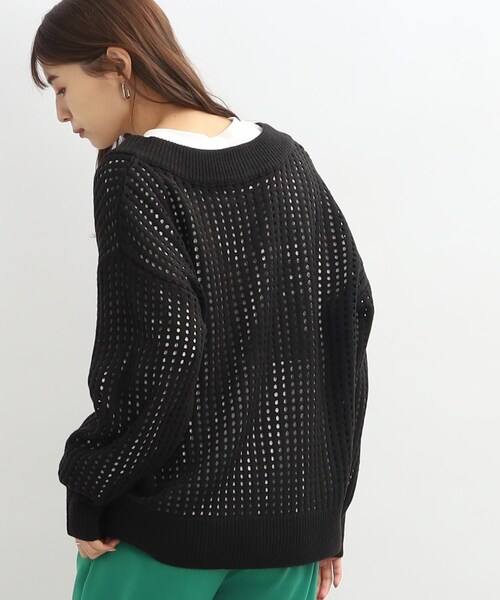 SHOO・LA・RUE(シューラルー)の「◆Vネックメッシュ編みニット(ニット/セーター・レディース・ブラック/ブルー/アイボリー・00)」の12枚目の写真