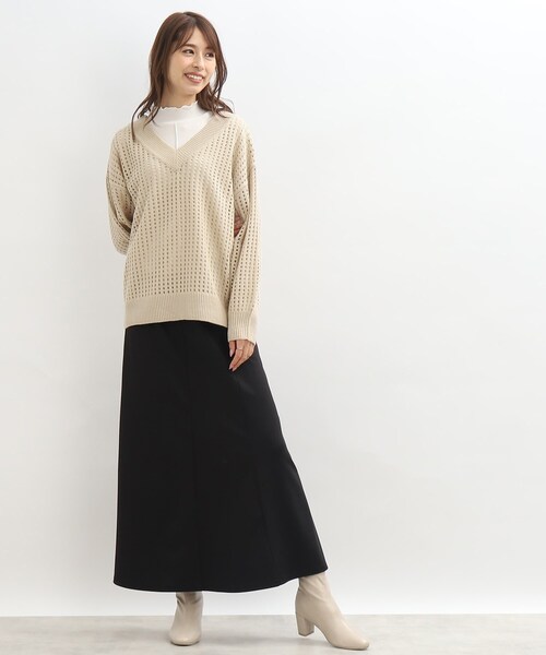 SHOO・LA・RUE(シューラルー)の「◆Vネックメッシュ編みニット(ニット/セーター・レディース・ブラック/ブルー/アイボリー・00)」の13枚目の写真
