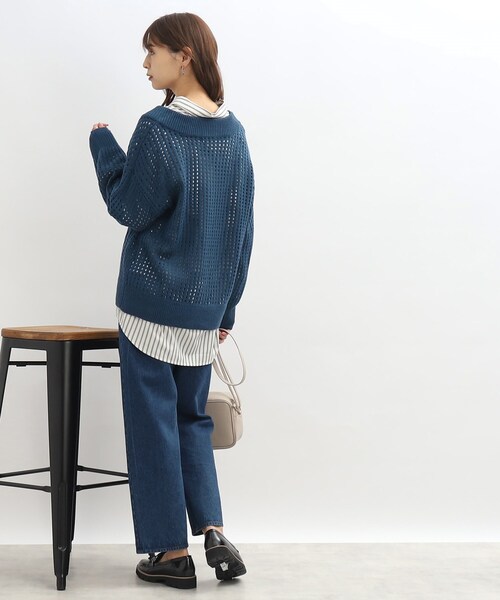 SHOO・LA・RUE(シューラルー)の「◆Vネックメッシュ編みニット(ニット/セーター・レディース・ブラック/ブルー/アイボリー・00)」の14枚目の写真