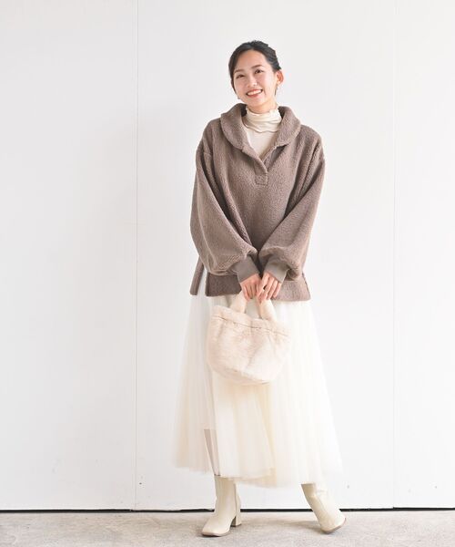 rps（アールピーエス）の「ショールカラーブークレープルオーバー（その他トップス・レディース・ピンク/アイボリー/モカ・フリー）」の12枚目の写真