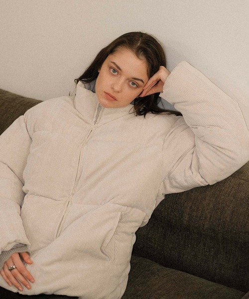 JUNRED（ジュンレッド）の「コーデュロイルーズファイバーダウンジャケット（ダウンジャケット/コート・メンズ・ホワイト系その他/グリーン系その他/ブラック・L/M/S）」の2枚目の写真