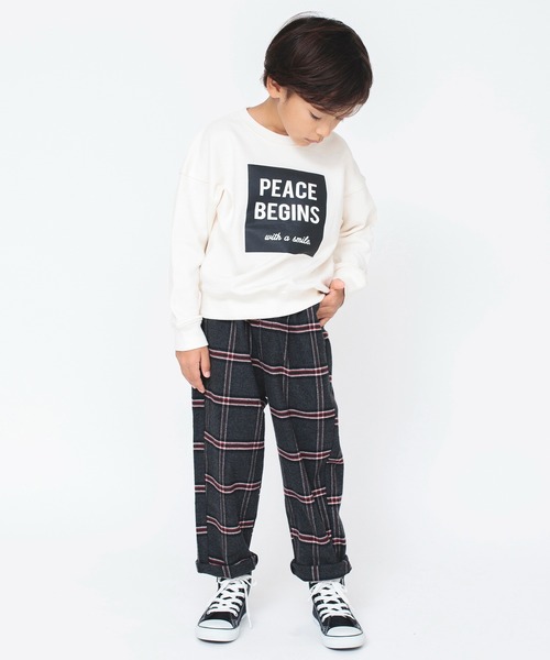 BRANSHES(ブランシェス)の「【やわらか】チェック柄起毛ロングパンツ(チノパンツ・キッズ・ブラック/チャコールグレー・120/130/150/90/140/110/100)」の7枚目の写真