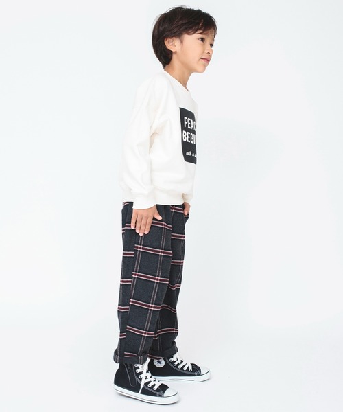BRANSHES(ブランシェス)の「【やわらか】チェック柄起毛ロングパンツ(チノパンツ・キッズ・ブラック/チャコールグレー・120/130/150/90/140/110/100)」の8枚目の写真