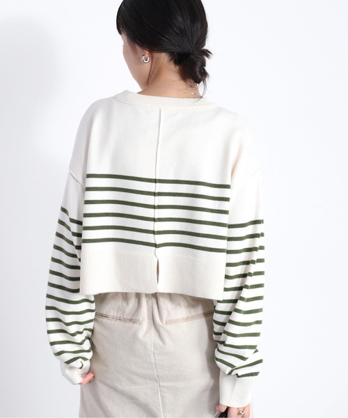 cepo（セポ）の「タンタケ ボーダーショート丈ニット（ニット/セーター・レディース・オレンジ/ホワイト×ブラック/ホワイト×グリーン・M）」の12枚目の写真