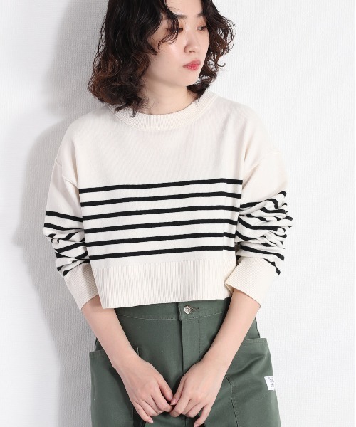 cepo（セポ）の「タンタケ ボーダーショート丈ニット（ニット/セーター・レディース・オレンジ/ホワイト×ブラック/ホワイト×グリーン・M）」の17枚目の写真