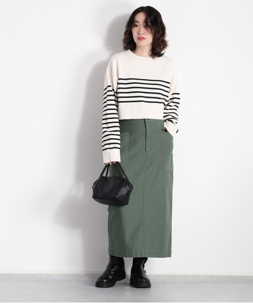 cepo（セポ）の「タンタケ ボーダーショート丈ニット（ニット/セーター・レディース・オレンジ/ホワイト×ブラック/ホワイト×グリーン・M）」の22枚目の写真