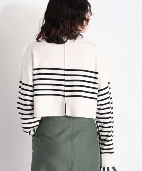 cepo（セポ）の「タンタケ ボーダーショート丈ニット（ニット/セーター・レディース・オレンジ/ホワイト×ブラック/ホワイト×グリーン・M）」の20枚目の写真