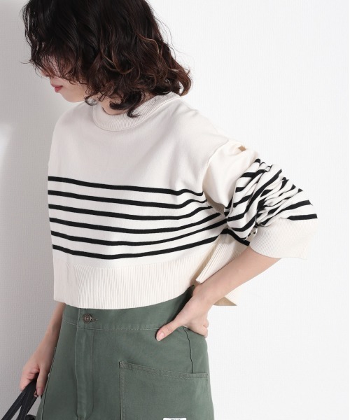 cepo（セポ）の「タンタケ ボーダーショート丈ニット（ニット/セーター・レディース・オレンジ/ホワイト×ブラック/ホワイト×グリーン・M）」の19枚目の写真