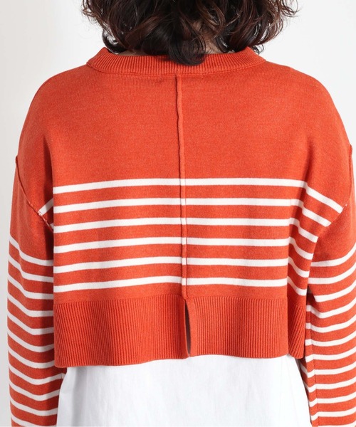 cepo（セポ）の「タンタケ ボーダーショート丈ニット（ニット/セーター・レディース・オレンジ/ホワイト×ブラック/ホワイト×グリーン・M）」の9枚目の写真