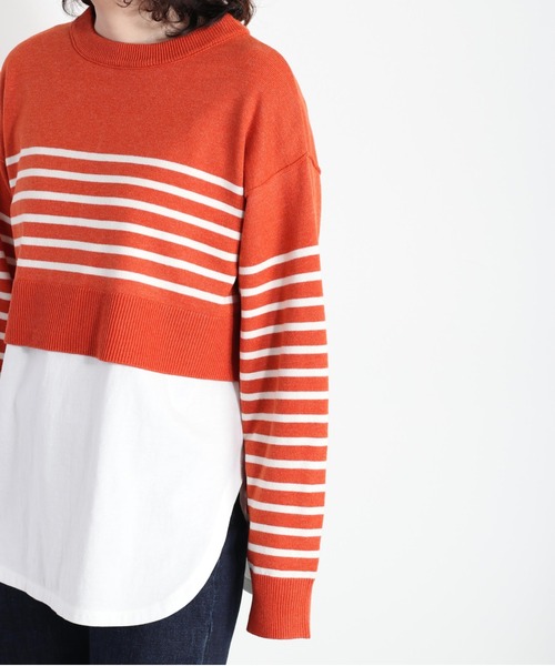 cepo（セポ）の「タンタケ ボーダーショート丈ニット（ニット/セーター・レディース・オレンジ/ホワイト×ブラック/ホワイト×グリーン・M）」の8枚目の写真
