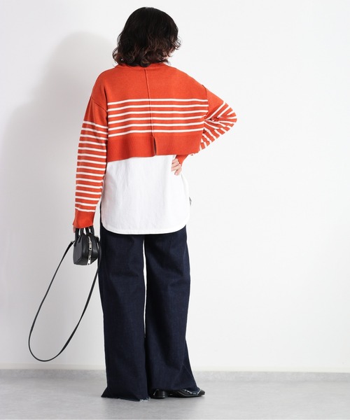 cepo（セポ）の「タンタケ ボーダーショート丈ニット（ニット/セーター・レディース・オレンジ/ホワイト×ブラック/ホワイト×グリーン・M）」の4枚目の写真