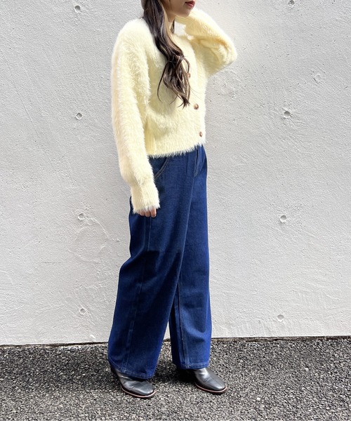 one way(ワンウェイ)の「ロングシャギーショートカーデ(カーディガン/ボレロ・レディース・ホワイト/ライトブルー/ベージュ/ライトピンク・FREE)」の6枚目の写真