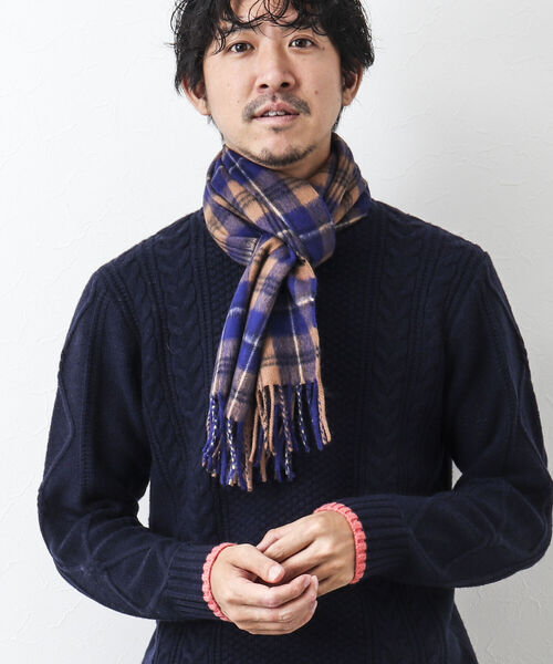 NOLLEY'S goodman（ノーリーズグッドマン）の「【W.J.HENDERSON/ダブル ジェイ ヘンダーソン】LAMORA WOVEN SCARF（マフラー・メンズ・ベージュ/グリーン/ベージュ系その他/スカイブルー/ネイビー/レッド・FREE）」の2枚目の写真