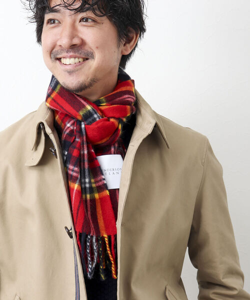 NOLLEY'S goodman（ノーリーズグッドマン）の「【W.J.HENDERSON/ダブル ジェイ ヘンダーソン】LAMORA WOVEN SCARF（マフラー・メンズ・ベージュ/グリーン/ベージュ系その他/スカイブルー/ネイビー/レッド・FREE）」の6枚目の写真