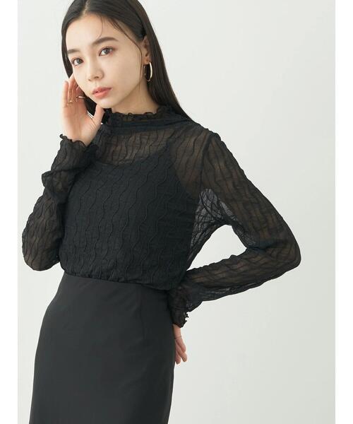 earth music&ecology(アースミュージックアンドエコロジー)の「シアーガーゼハイネックプルオーバー(Tシャツ/カットソー・レディース・ピンク/ブラウン/ミント/ラベンダー/アイボリー/ブラック・S/M)」の8枚目の写真