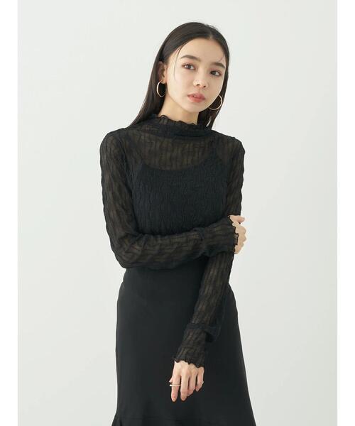 earth music&ecology(アースミュージックアンドエコロジー)の「シアーガーゼハイネックプルオーバー(Tシャツ/カットソー・レディース・ピンク/ブラウン/ミント/ラベンダー/アイボリー/ブラック・S/M)」の19枚目の写真
