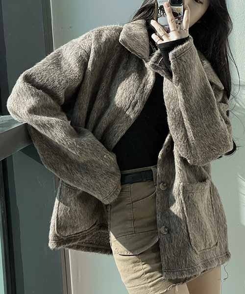 ASCLOMohair Collar Jacket