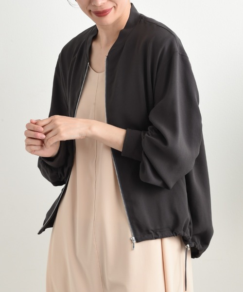 actuel（アクチュエル）の「【ＵＶ・吸水速乾】２ＷＡＹジョーゼット袖ドロストブルゾン（ブルゾン・レディース・チャコールグレー/オフホワイト/ライトグレー/ネイビー・FREE）」の3枚目の写真