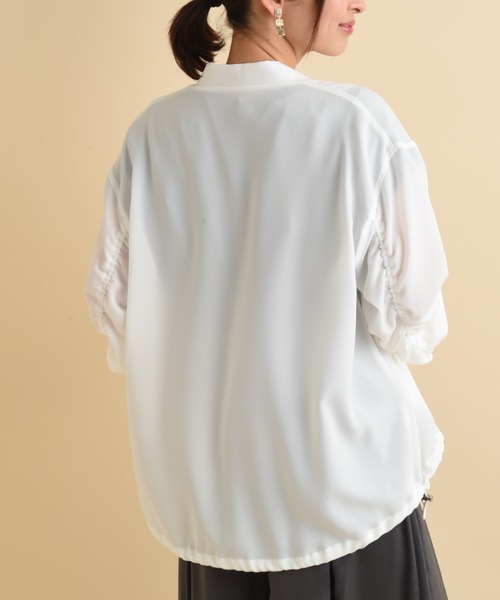 actuel（アクチュエル）の「【ＵＶ・吸水速乾】２ＷＡＹジョーゼット袖ドロストブルゾン（ブルゾン・レディース・チャコールグレー/オフホワイト/ライトグレー/ネイビー・FREE）」の15枚目の写真