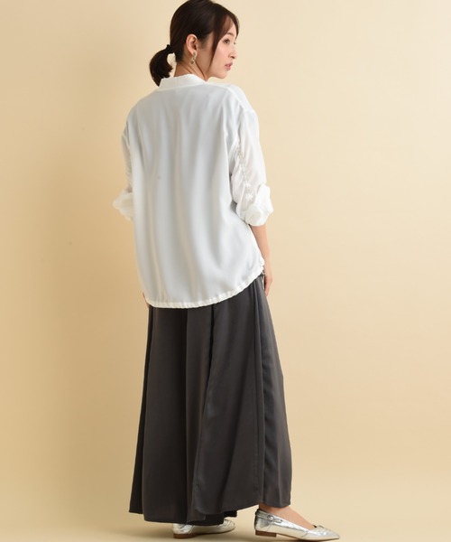 actuel（アクチュエル）の「【ＵＶ・吸水速乾】２ＷＡＹジョーゼット袖ドロストブルゾン（ブルゾン・レディース・チャコールグレー/オフホワイト/ライトグレー/ネイビー・FREE）」の9枚目の写真