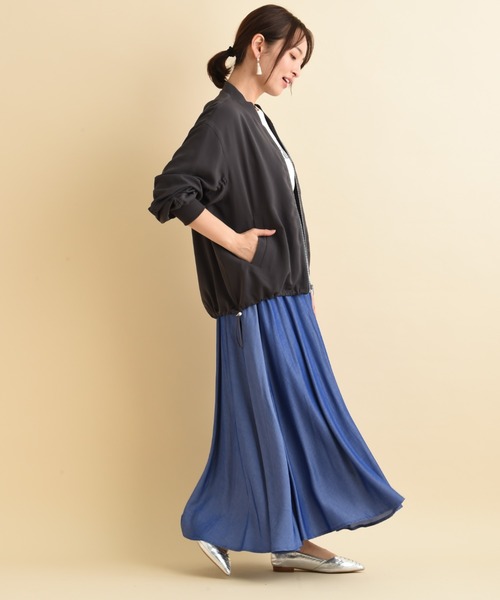 actuel（アクチュエル）の「【ＵＶ・吸水速乾】２ＷＡＹジョーゼット袖ドロストブルゾン（ブルゾン・レディース・チャコールグレー/オフホワイト/ライトグレー/ネイビー・FREE）」の6枚目の写真