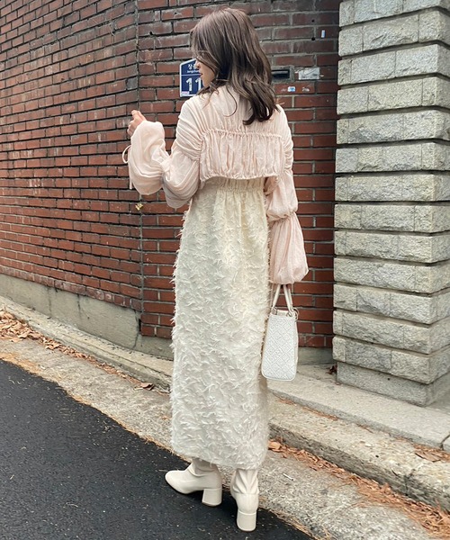 one after another NICE CLAUP（ワンアフターアナザーナイスクラップ）の「ハイネックインナーセットチュールブラウス　2023SS（シャツ/ブラウス・レディース・ベージュ/アイボリー/ピンク・FREE）」の12枚目の写真
