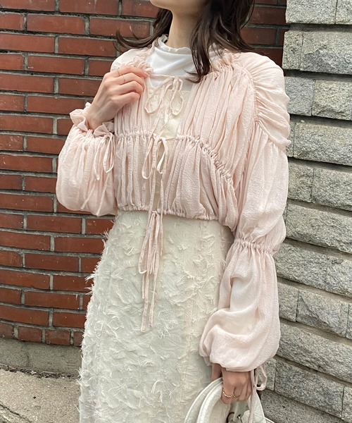 one after another NICE CLAUP（ワンアフターアナザーナイスクラップ）の「ハイネックインナーセットチュールブラウス　2023SS（シャツ/ブラウス・レディース・ベージュ/アイボリー/ピンク・FREE）」の13枚目の写真