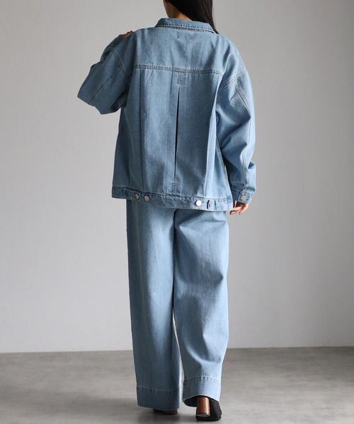 【セール】オーバーサイズ ビッグポケット ルーズ コットンデニム ブルゾン セットアップ対応 <ユニセックス>（デニムジャケット）｜CREARE -LINO-（クレアーレリノ）