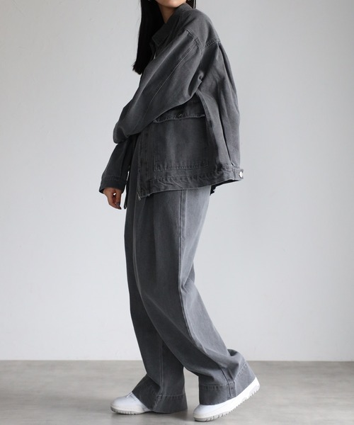 【セール】オーバーサイズ ビッグポケット ルーズ コットンデニム ブルゾン セットアップ対応 <ユニセックス>（デニムジャケット）｜CREARE -LINO-（クレアーレリノ）