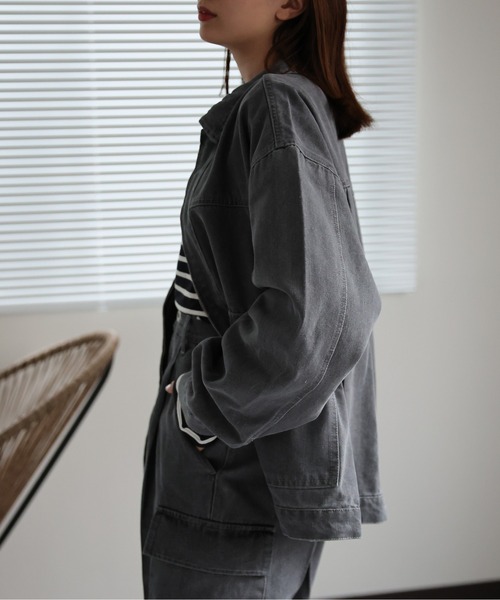 【セール】オーバーサイズ ビッグポケット ルーズ コットンデニム ブルゾン セットアップ対応 <ユニセックス>（デニムジャケット）｜CREARE -LINO-（クレアーレリノ）